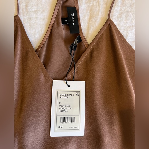 THEORY DRAPED SILK TOP ||MAUVE MIST, NWT - Picture 7 of 12